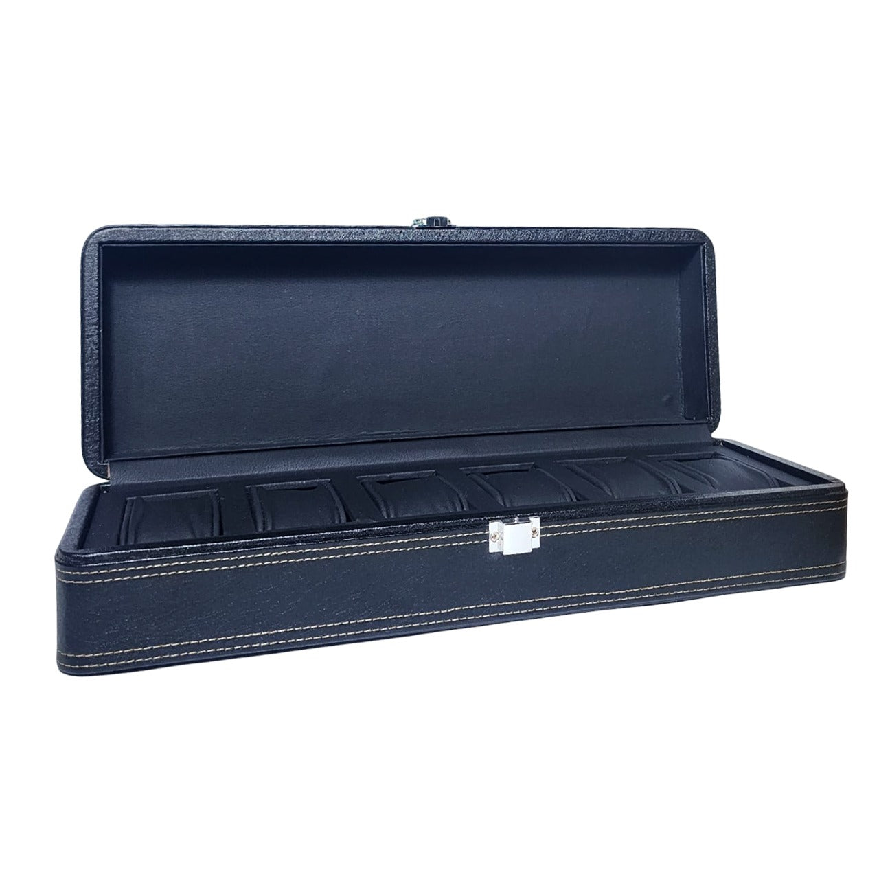 CURREN Black PU Leather 6 Grids Watch Organizer Box