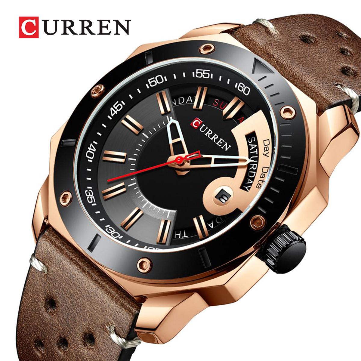 CURREN Leather straps Watch For Men With (Box & Bag)-8344