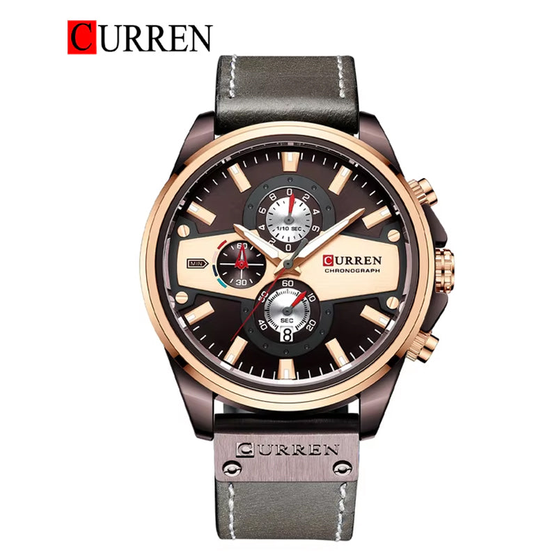 CURREN Leather straps Watch For Men With (Box & Bag)-8394