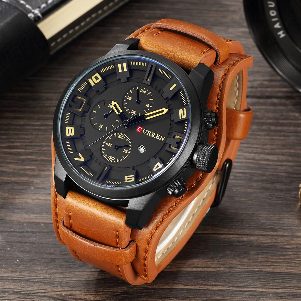 CURREN Leather straps Watch For Men With (Box & Bag) 8225