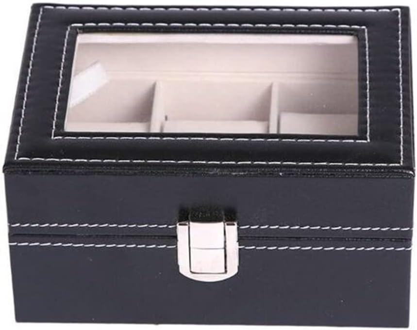 CURREN Black PU Leather 3 Grids Watch Organizer Box