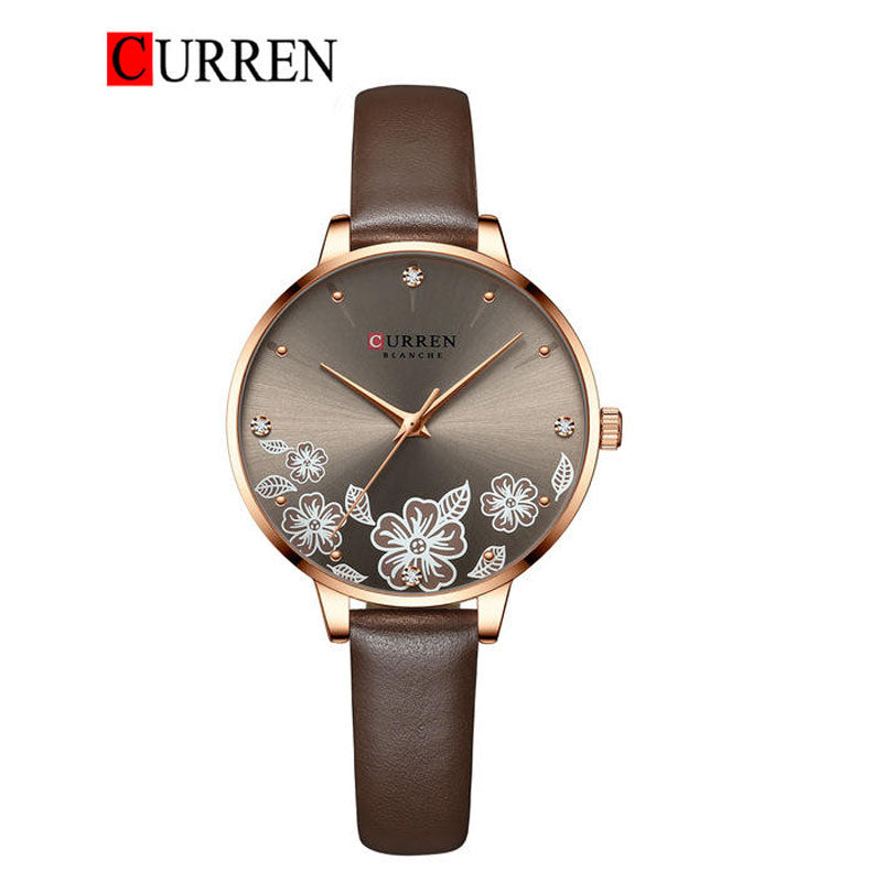 CURREN Leather Straps Watch For Women With (Box & Bag)-9068