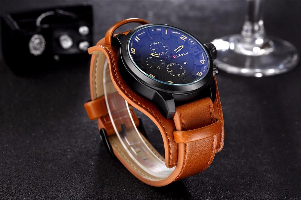 CURREN Leather straps Watch For Men With (Box & Bag) 8225