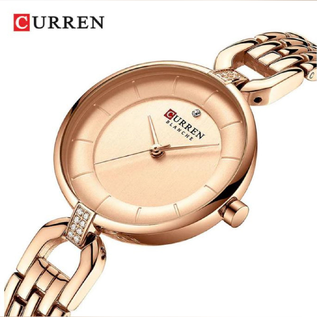 CURREN  Stainless Steel Band Watch For Women With  (Box & Bag)-9052