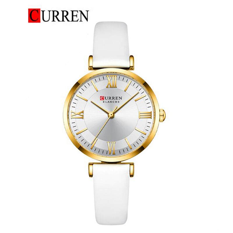 CURREN Leather Straps Watch For Women With (Box & Bag)-9079