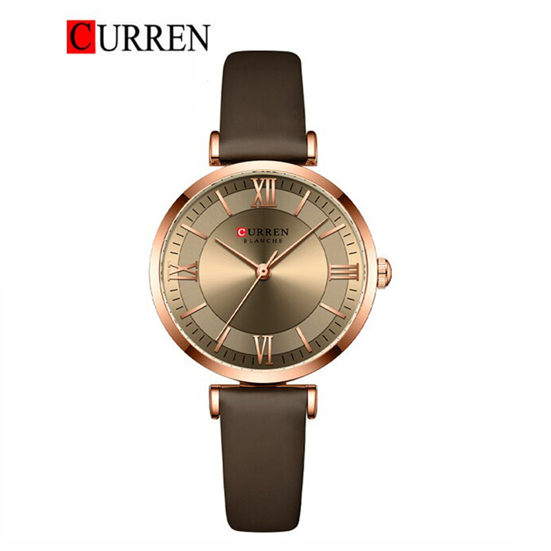 CURREN Leather Straps Watch For Women With (Box & Bag)-9079