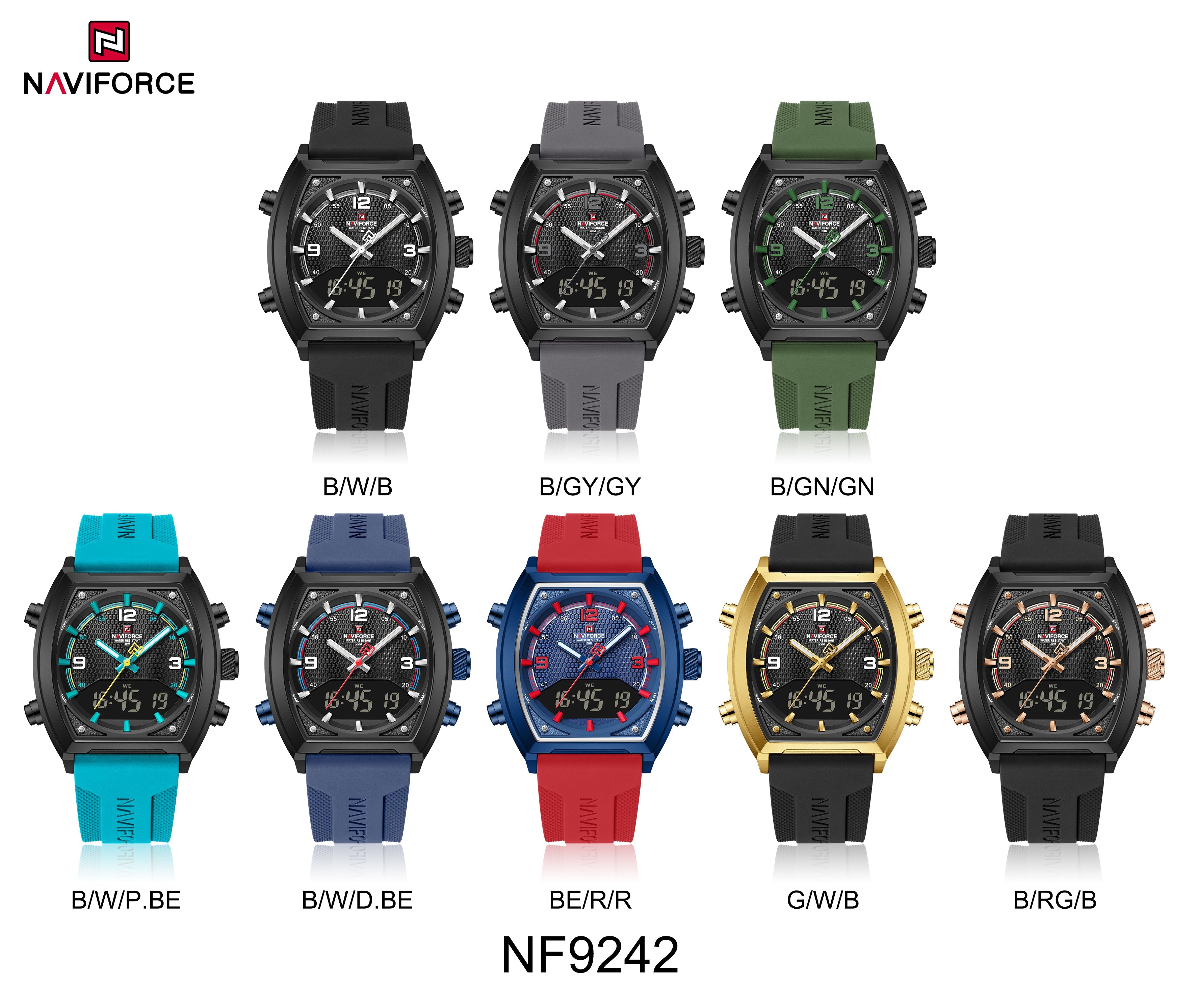 NAVIFORCE Japan Quartz + LCD Digital Sports Watch NF9242