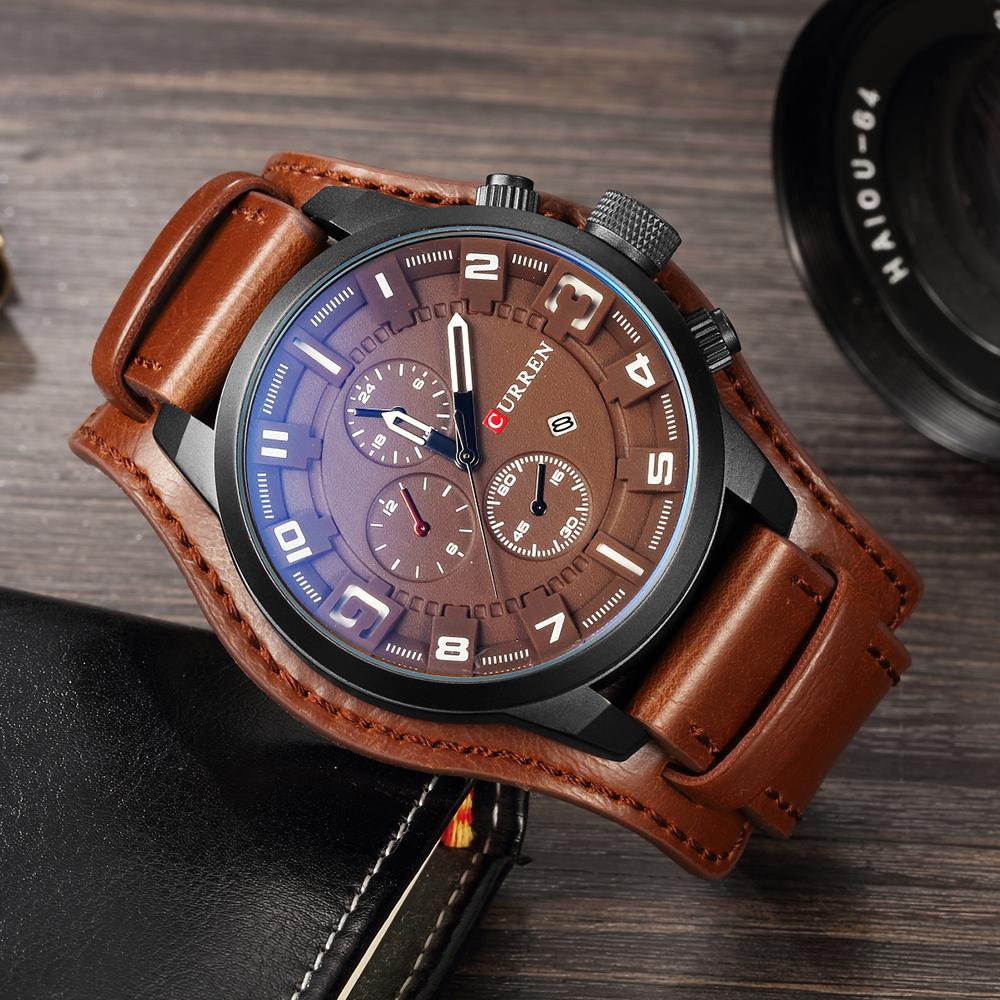 CURREN Leather straps Watch For Men With (Box & Bag) 8225