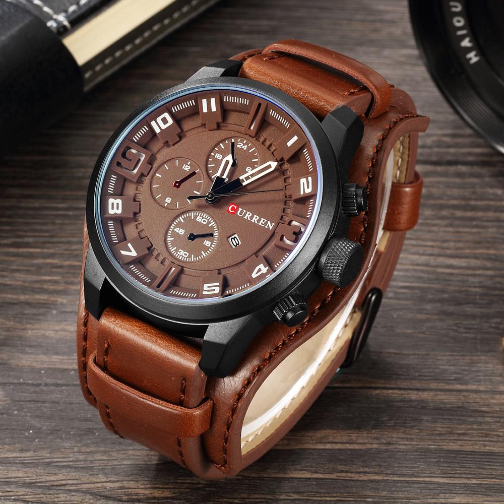 CURREN Leather straps Watch For Men With (Box & Bag) 8225