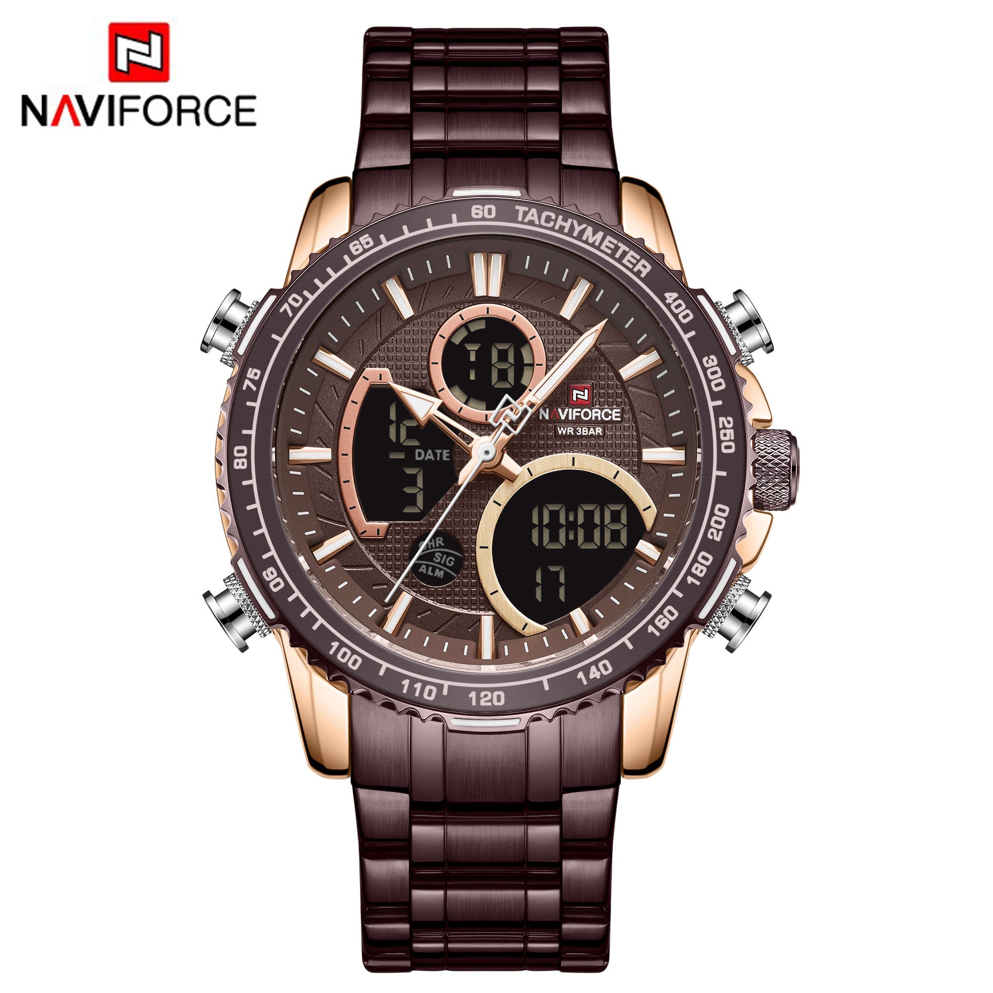 NAVIFORCE Men Digital Sports Watches Multifunction Chronograph Watch NF9182