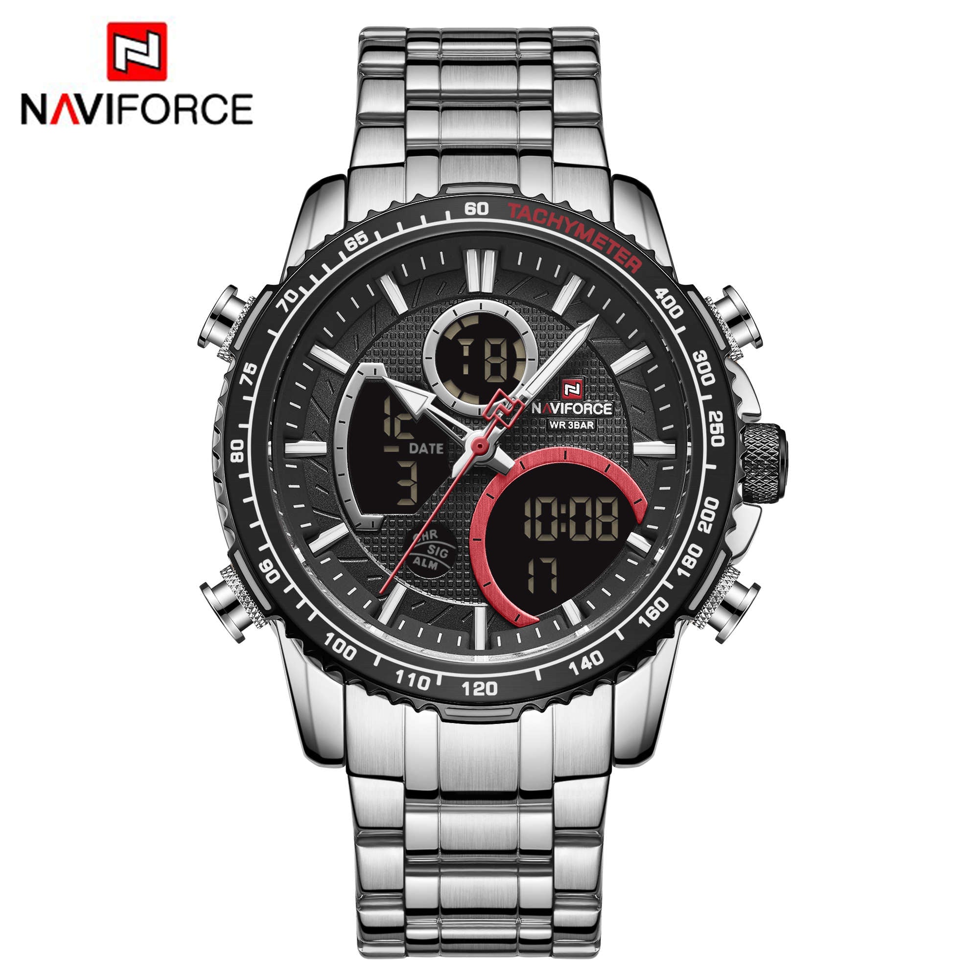 NAVIFORCE Men Digital Sports Watches Multifunction Chronograph Watch NF9182