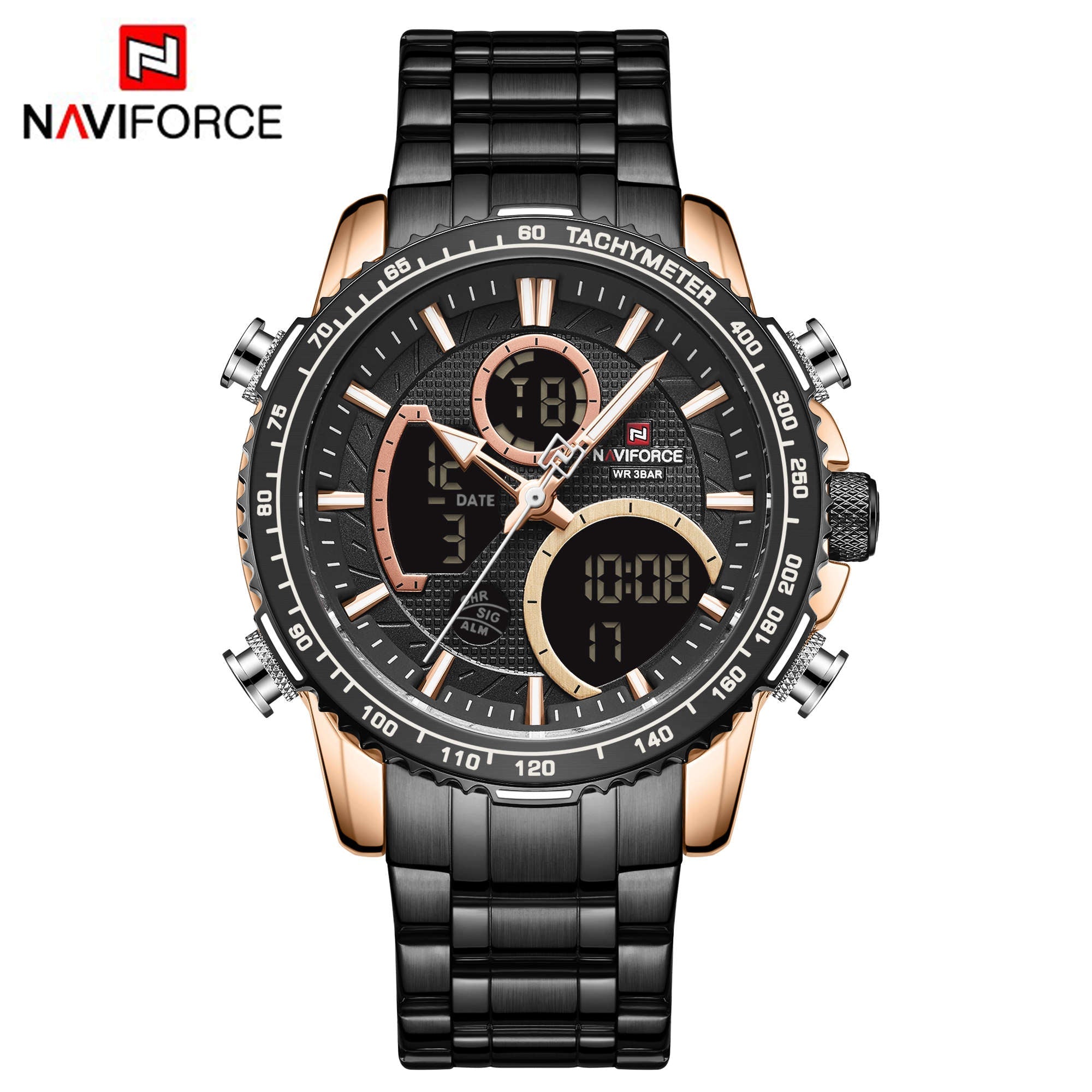 NAVIFORCE Men Digital Sports Watches Multifunction Chronograph Watch NF9182