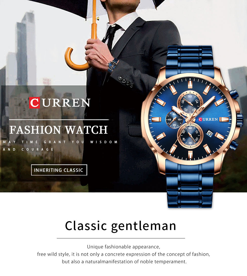 CURREN  Watch For Men With Brand (Box & Bag) 8348