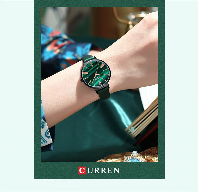 CURREN Leather Straps Watch For Women With (Box & Bag)-9076