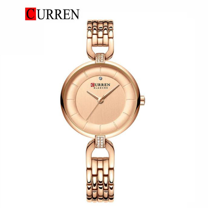 CURREN  Stainless Steel Band Watch For Women With  (Box & Bag)-9052