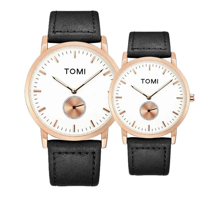 TOMI T-072 Couple Watch Chronograph Quartz Leather straps - Tomi Watches