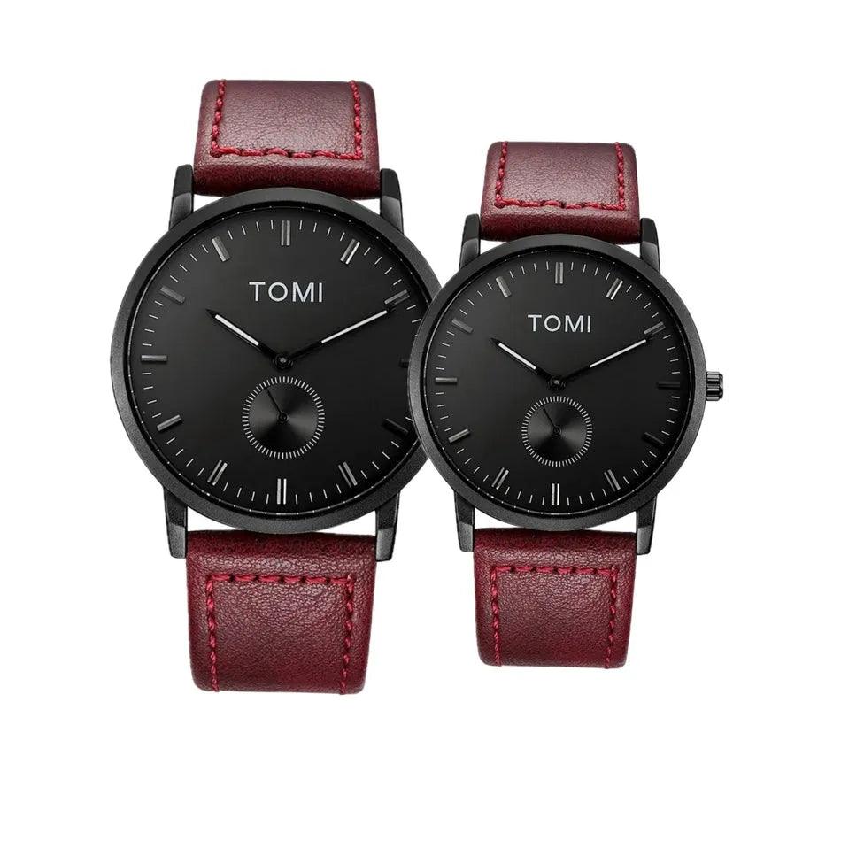 TOMI T-072 Couple Watch Chronograph Quartz Leather straps - Tomi Watches