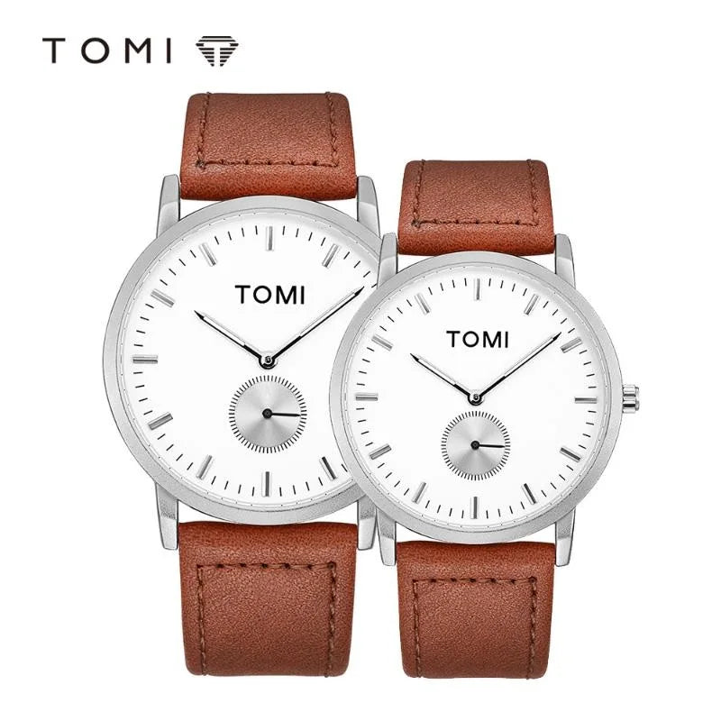 TOMI T-072 Couple Watch Chronograph Quartz Leather straps - Tomi Watches