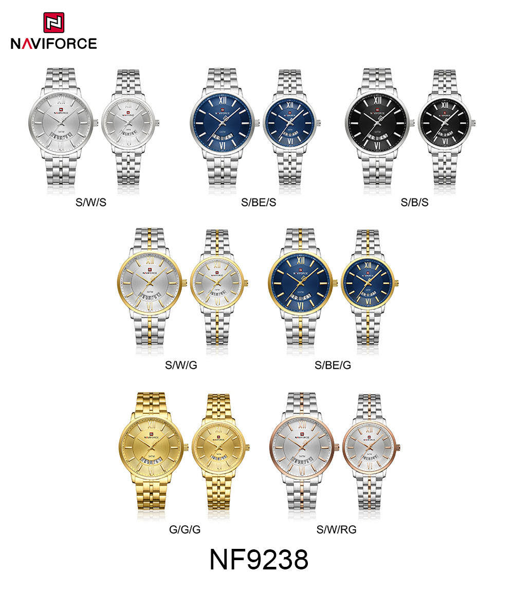 NAVIFORCE Classic Stylish Calendar Romantic Couple’s Watch NF9238