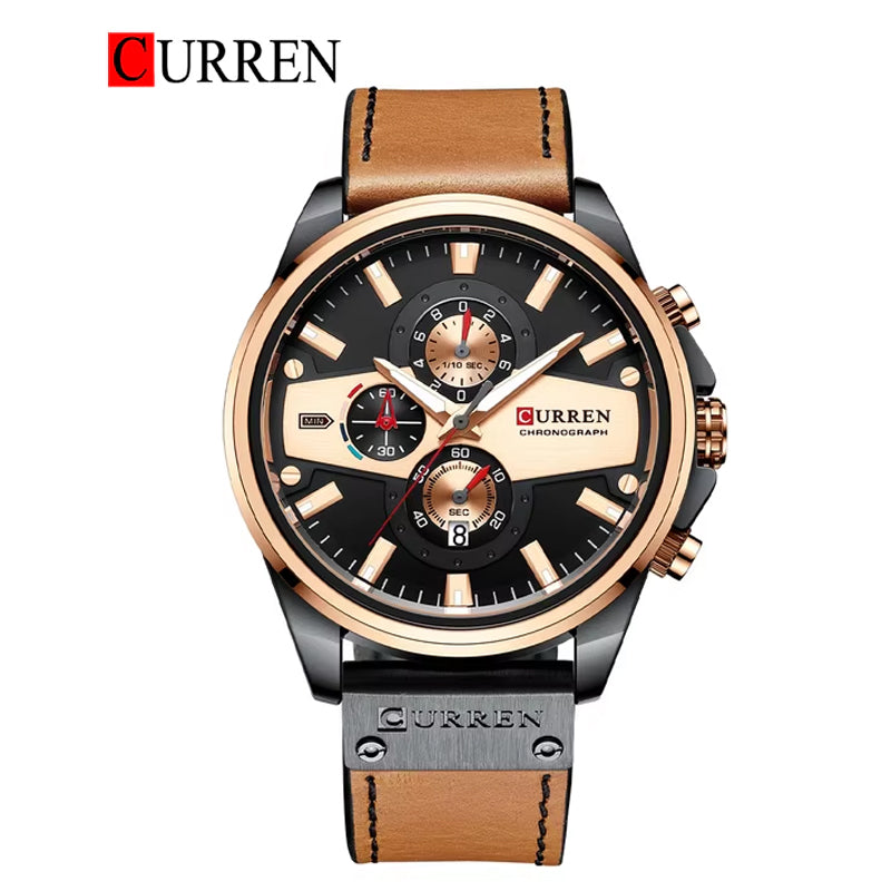 CURREN Leather straps Watch For Men With (Box & Bag)-8394