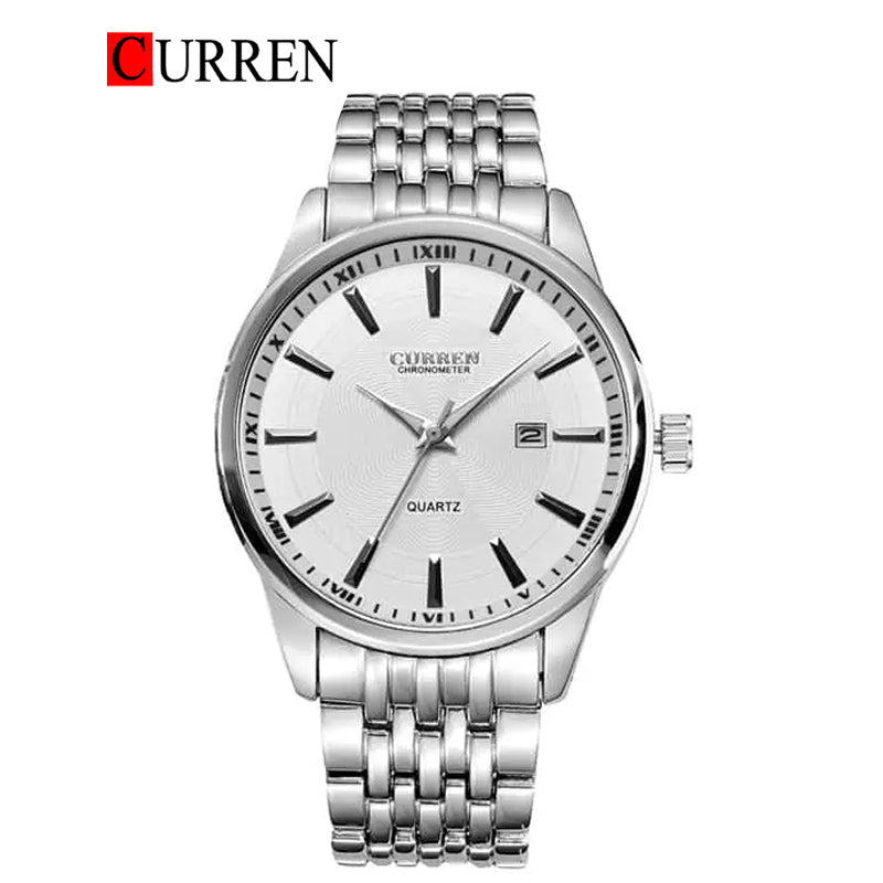 CURREN Stainless Steel Band Watch For Men With (Box & Bag)-8052