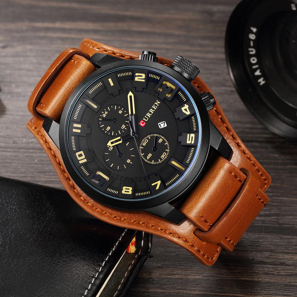 CURREN Leather straps Watch For Men With (Box & Bag) 8225