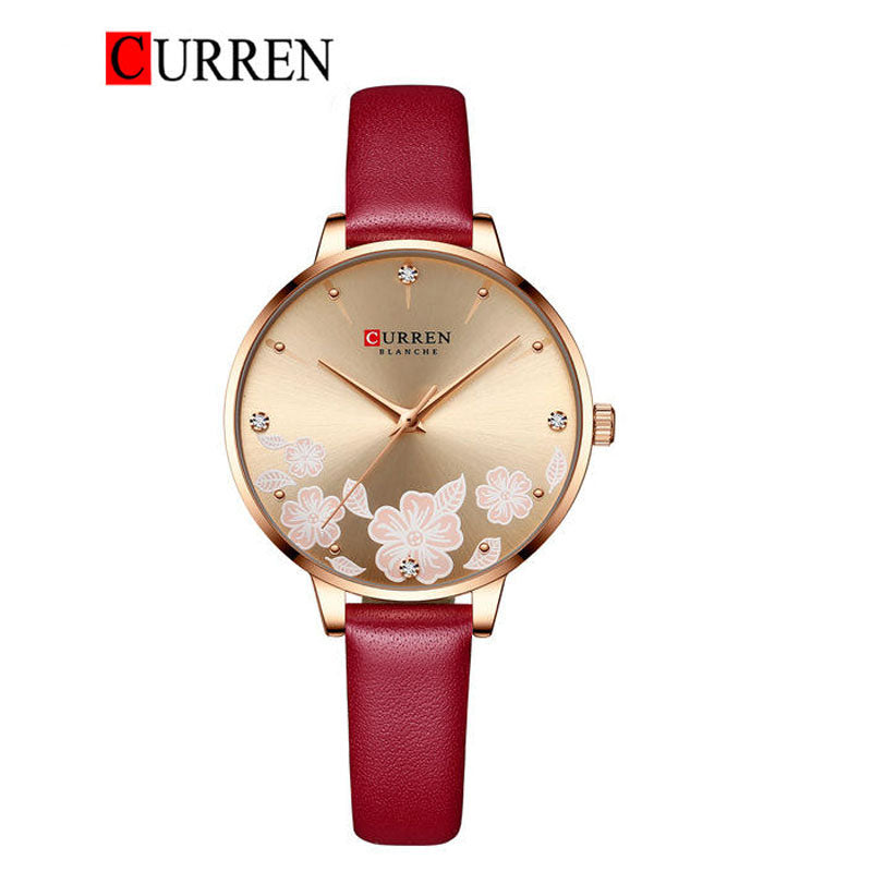 CURREN Leather Straps Watch For Women With (Box & Bag)-9068