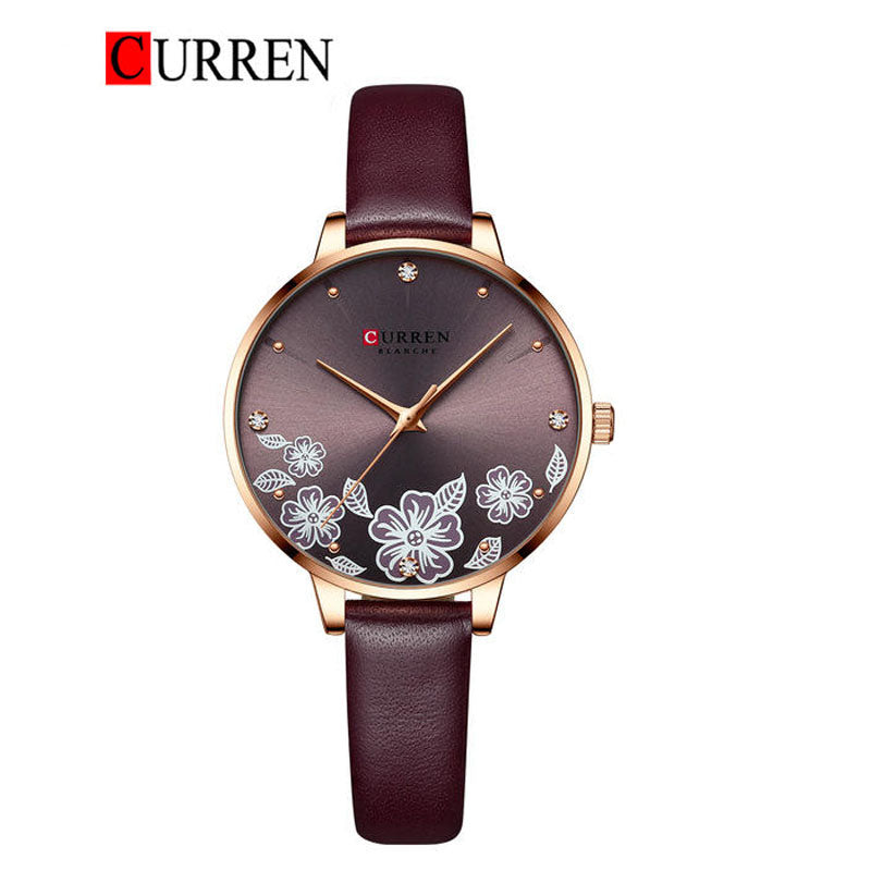 CURREN Leather Straps Watch For Women With (Box & Bag)-9068