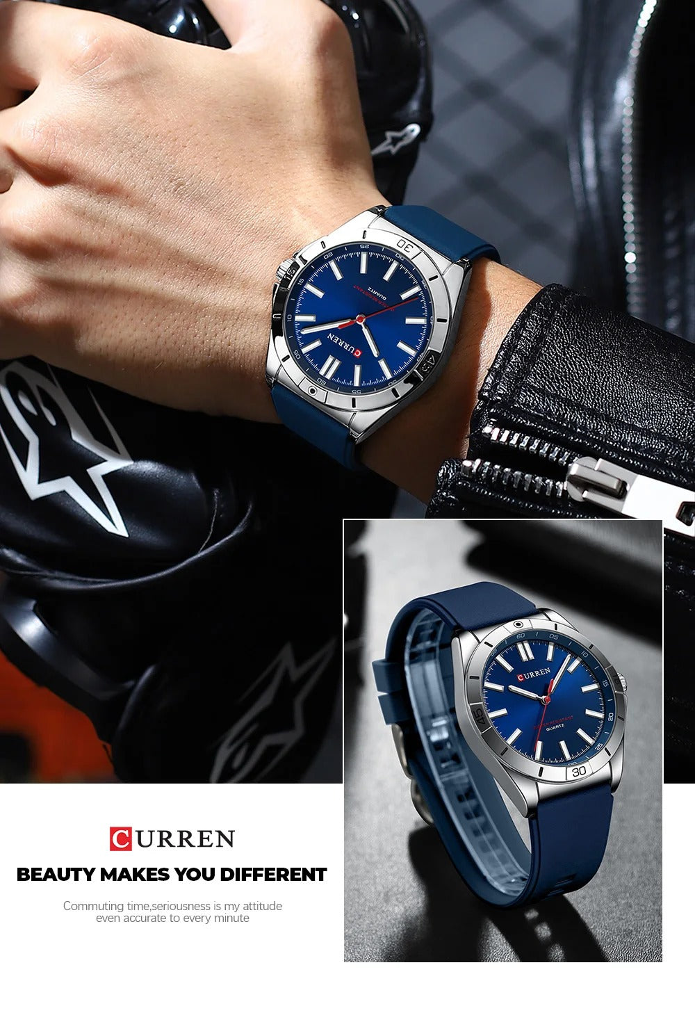 CURREN Rubber Straps Watch For Men With (Box & Bag)-8449