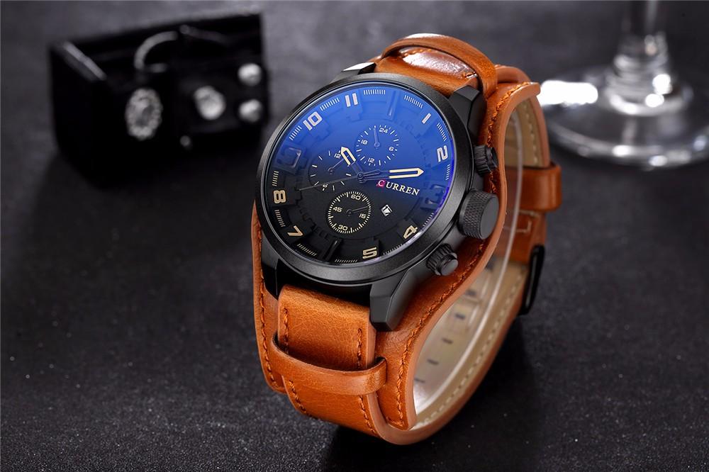 CURREN Leather straps Watch For Men With (Box & Bag) 8225