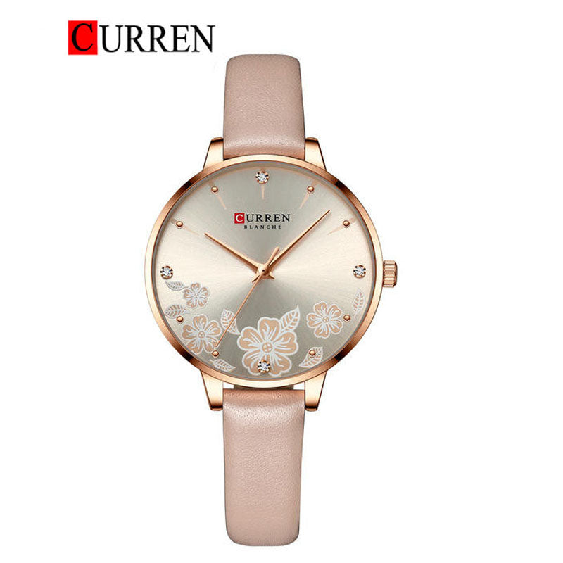 CURREN Leather Straps Watch For Women With (Box & Bag)-9068