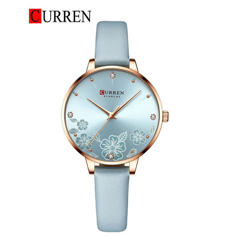 CURREN Leather Straps Watch For Women With (Box & Bag)-9068