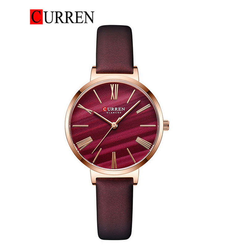 CURREN Leather Straps Watch For Women With (Box & Bag)-9076